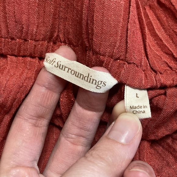 Soft Surroundings Oceo Gauzy Pull On Pants Wide Leg Coral Size Large - Picture 4 of 5